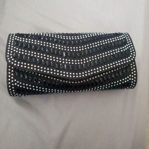 Black and silver rhinestone clutch